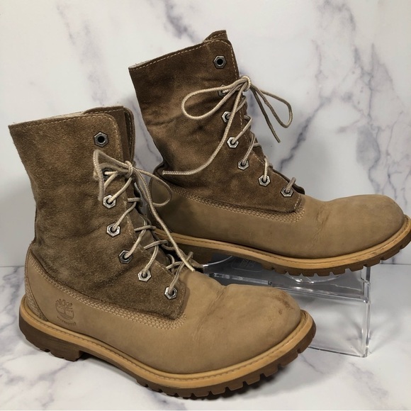 Timberland Jayne Teddy Lace Up, Fold-Down, Boots Light Brown, Size 7.5 - Picture 13 of 14